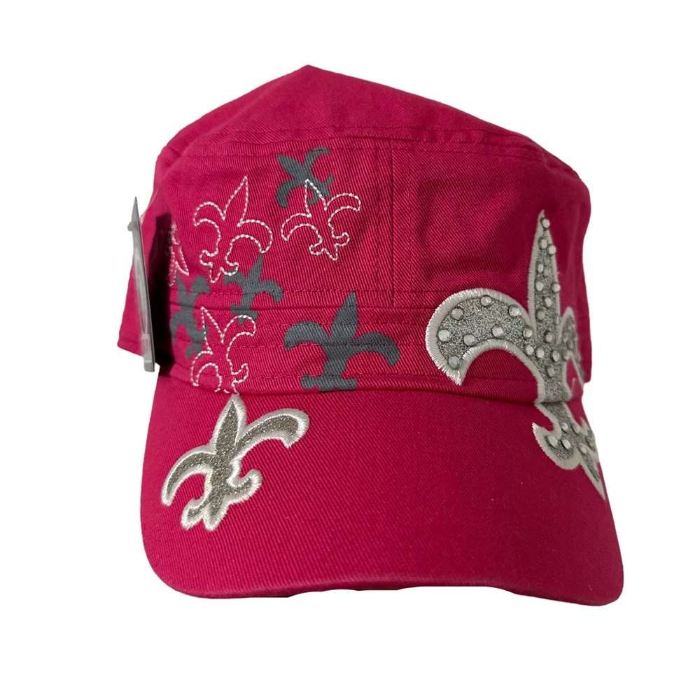 Pit Bull Women’s Pink Embellished Fleur de Liz Distressed Cap Cadet‎ Hat